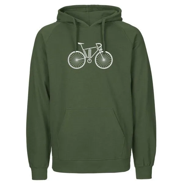 HANDGEDRUCKT HANDGEDRUCKT "FutureBike" Männer Hoody aus reiner Biobaumwolle (kbA), Military, – Produktbild 1 von 2