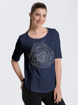 Peaces.bio - handbedruckte Biomode Peaces.bio - handbedruckte Biomode Bio-Halbarm Shirt Rose Damen – Produktbild 1 von 1