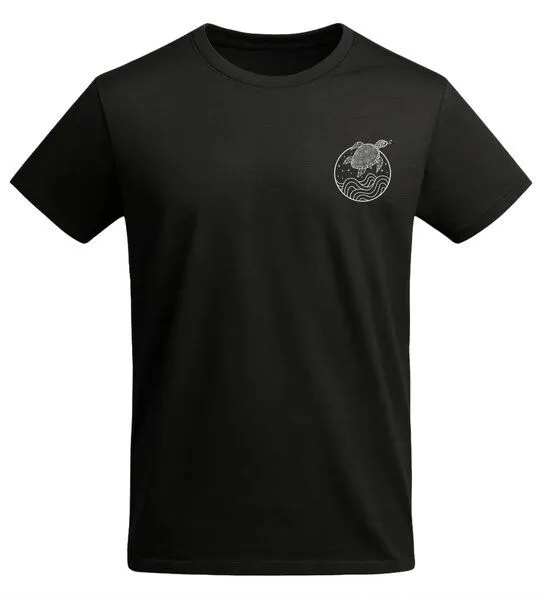 vis wear vis wear Schildkröte zwischen Ozean und Wellen - Organic Shirt, Schwarz, – Produktbild 4 von 4
