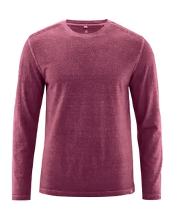 HempAge Hempage Herren vegan Langärmliges Shirt Im Used Look Weinrot – Produktbild 1 von 1