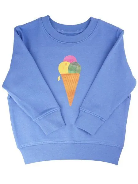 MelaDi Meladi Kinder Sweater aus Biobaumwolle - Eiscreme auf Aqua Blue, Aqua blue, – Produktbild 1 von 5
