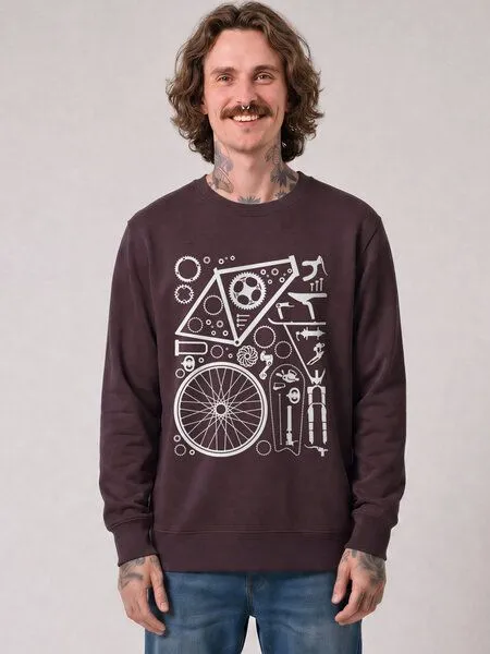 watapparel watapparel Sweatshirt Unisex Fahrradteile, Red brown, – Produktbild 2 von 2