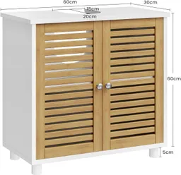 MSMASK Waschbeckenunterschrank Badezimmerschrank mit 2 Türen, Große Schublade, 30 x 60 x 65 cm, Weiß Offene Fächer an Einer Seite, Rechts Oder Links Austauschbar – Produktbild 1 von 1