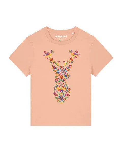 watapparel watapparel T-Shirt Frauen Floral Deer, Fraiche peche, – Produktbild 1 von 4