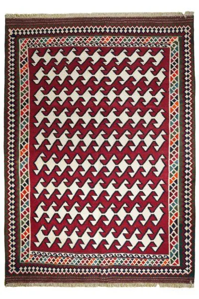 Rugtales Kelim Gashgai Old „Rugtales“ aus Schurwolle, Rot, – Produktbild 3 von 4
