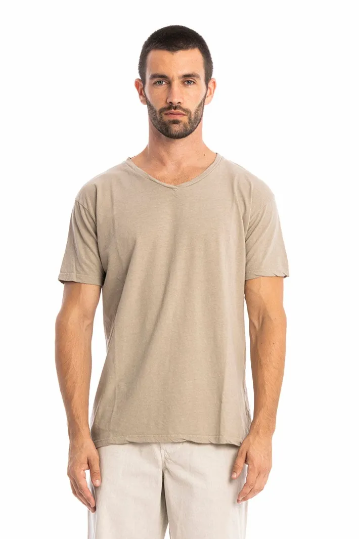 RAVENS VIEW IBIZA RAVENS VIEW IBIZA Herren vegan T-Shirt Azure V-Ausschnitt Stein, Beige, – Produktbild 2 von 2