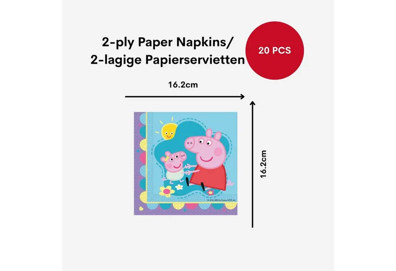 Procos Einweggeschirr-Set 76-tlg. Peppa Pig Made With Love Partyset für Kindergeburtstag, 16 Personen, Bunt, – Produktbild 4 von 5