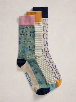 White Stuff 3er-Pack Socken mit Fahrradmotiv - 44-46 – Produktbild 1 von 1