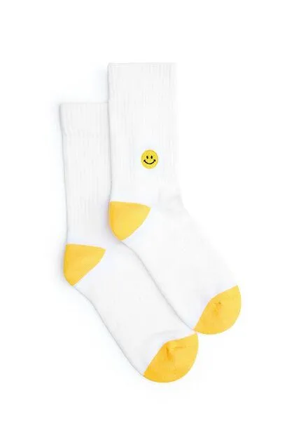 Natural Vibes Natural Vibes Crew Socken Bio GOTS | Tennissocken | Lucky Socken | Smiley Socken | Herren Damen Socken, Gelb, – Produktbild 3 von 3