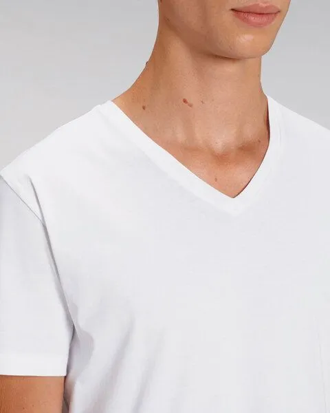 Human Family Human Family Bio Herren V-Neck T-Shirt "Geometric Questionmark" in 3 Farben, Weiss, – Produktbild 3 von 4