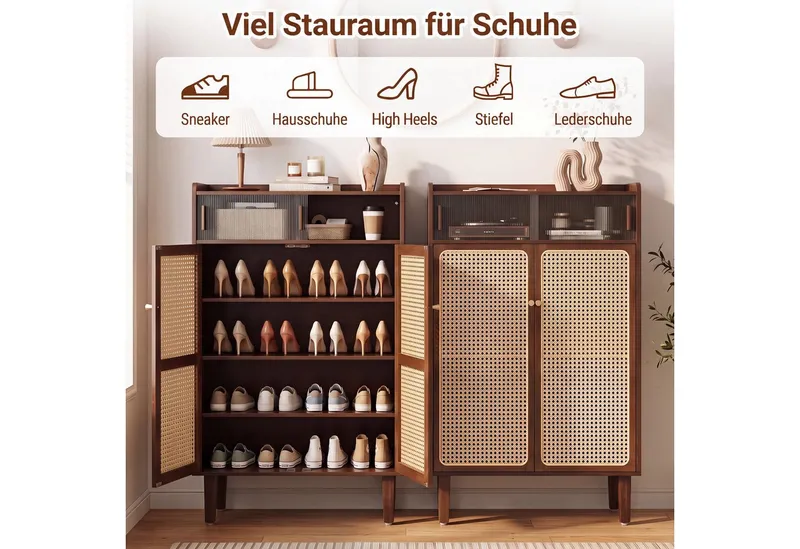 COSTWAY COSTWAY Schuhschrank Schuhkommode fur flur, Schuhregal schmal 67x33x107cm, Beige, – Produktbild 5 von 5