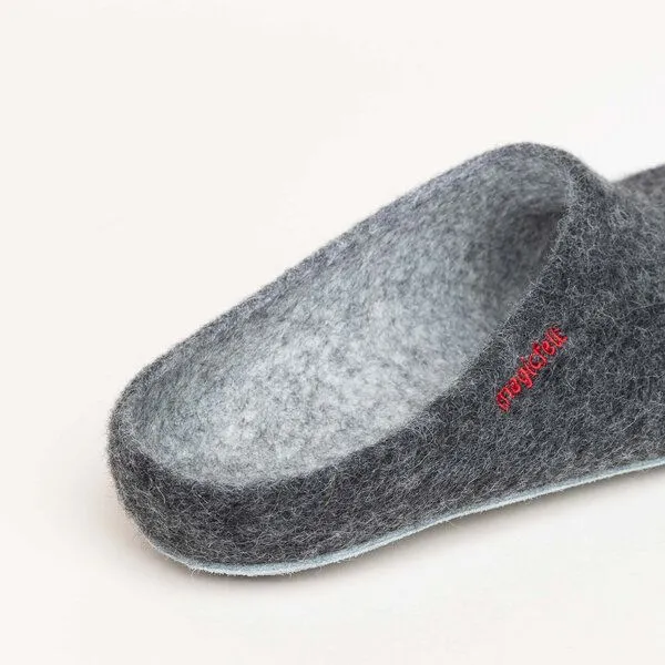 Magicfelt Magicfelt Filz-Hausschuh AP 701 aus 100% Merino-Wolle Pantoffeln für Damen & Herren mit Ledersohle, Anthrazit, – Produktbild 3 von 4