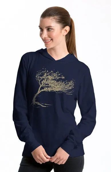 Peaces.bio - handbedruckte Biomode Peaces.bio - handbedruckte Biomode Bio-Jersey-Kapuzensweater Unisex "Windy Tree", Navy, – Produktbild 1 von 2