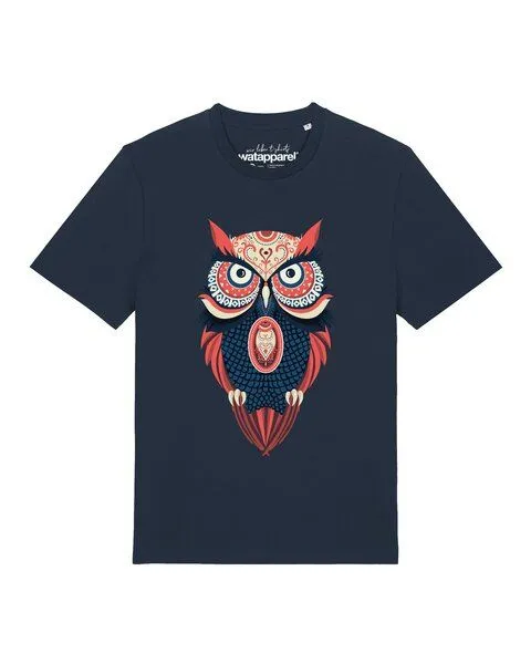 watapparel watapparel T-Shirt Unisex Colorful Owl, French navy, – Produktbild 1 von 2