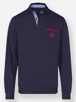 marco donati Langarm-Poloshirt marine-dunkelrot – Produktbild 1 von 1