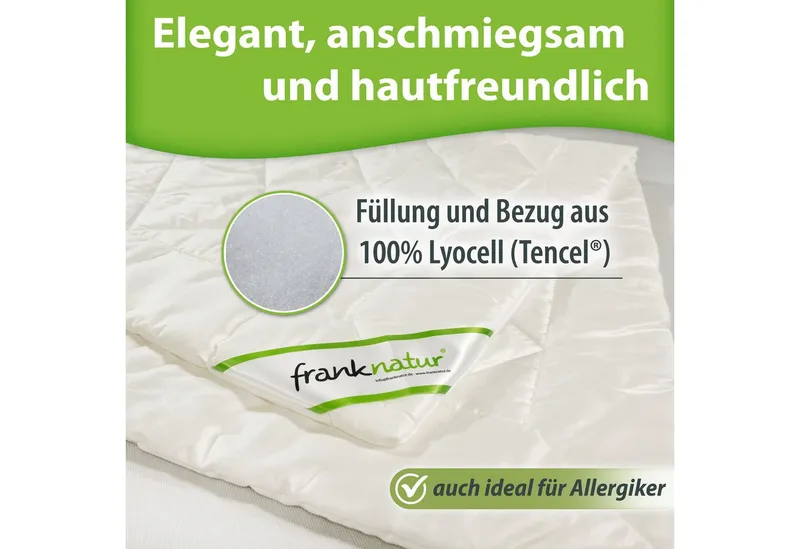 franknatur Naturfaserbettdecke Ganzjahresdecke Lyocell, Füllung: 100% Lyocell, Bezug: 100% Lyocell, temperaturausgleichende Mono-Ganzjahresdecke, Weiß, – Produktbild 2 von 5