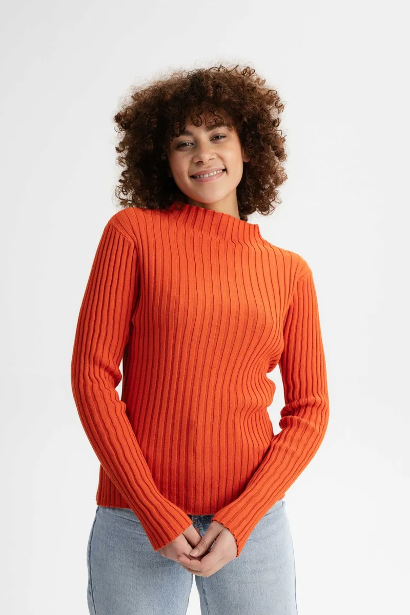MELA MELA Damen vegan Strickpullover Namari Orange Brick, Hellrot, – Produktbild 2 von 2