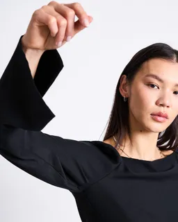 JAN N JUNE JAN 'N JUNE Damen vegan Minikleid Quadratischer Ausschnitt Glad Schwarz – Produktbild 1 von 1