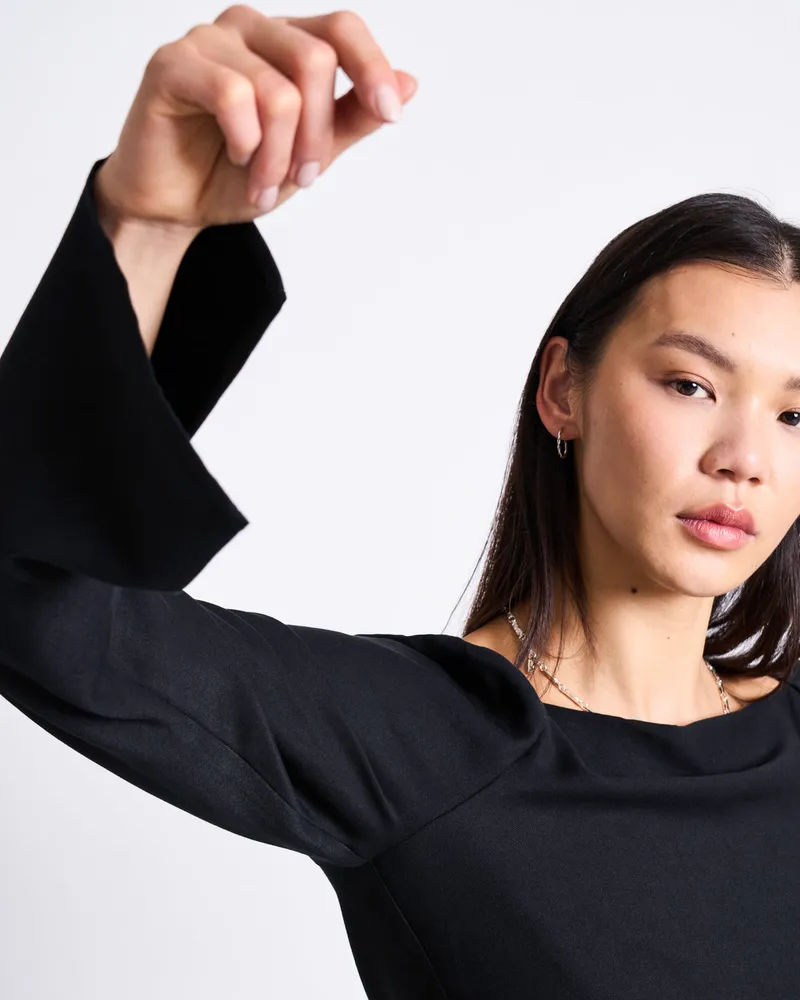 JAN N JUNE JAN 'N JUNE Damen vegan Minikleid Quadratischer Ausschnitt Glad Schwarz, Schwarz, – Produktbild 1 von 2