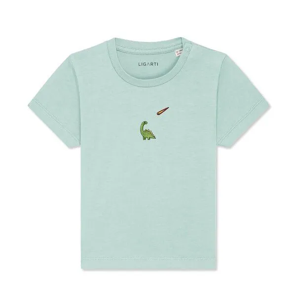 LIGARTI LIGARTI Babyshirt - Charlie der Dino, Türkis, – Produktbild 1 von 3