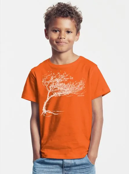 Peaces.bio - handbedruckte Biomode Peaces.bio - handbedruckte Biomode Bio-Kinder T-Shirt Windy Tree, Orange, – Produktbild 3 von 3