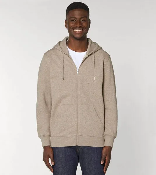 Gary Mash GARY MASH Zipjacke mit Kapuze, Unisex aus Biobaumwolle, Sand meliert, – Produktbild 4 von 4