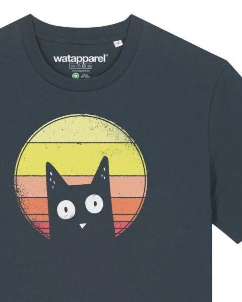 watapparel watapparel T-Shirt Unisex Sunset Cat, India ink grey, – Produktbild 3 von 3