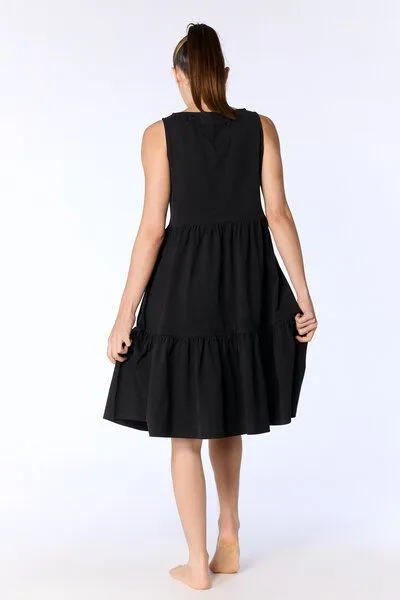 Leela Cotton Leela Cotton Damen Volantkleid Bio-Baumwolle 1733, Schwarz, – Produktbild 2 von 2