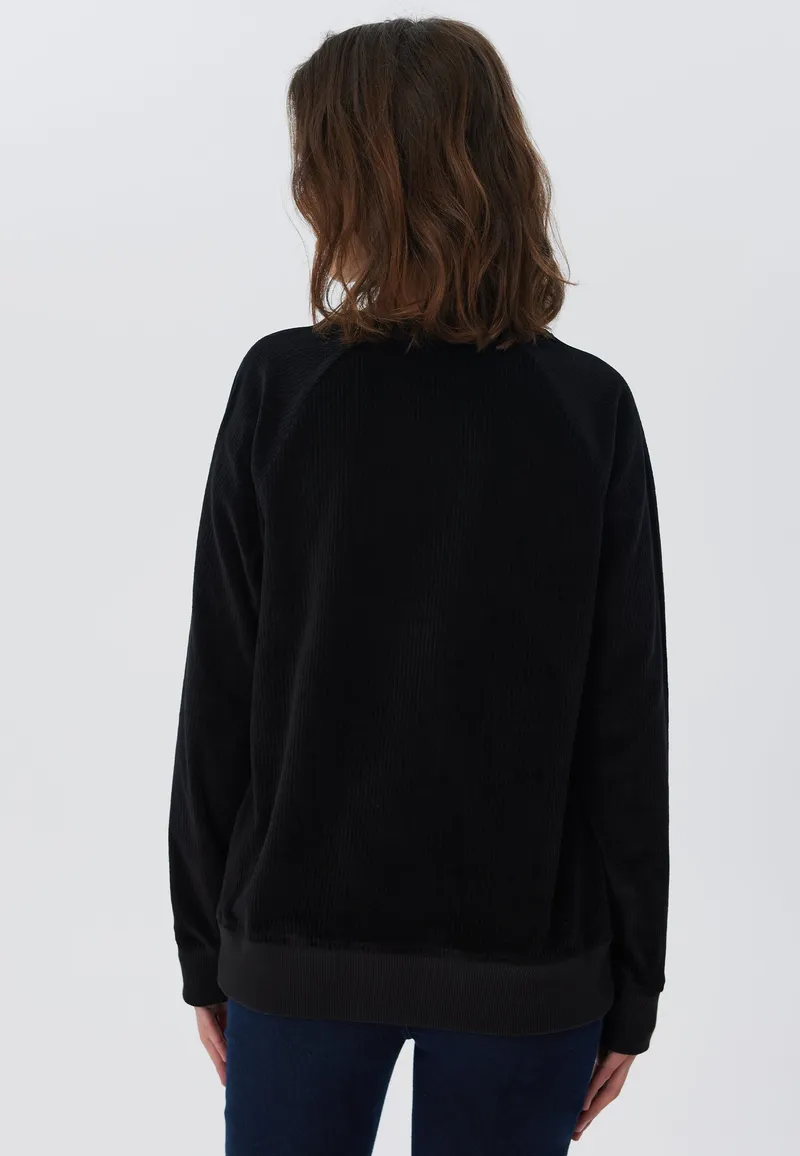 Leela Cotton Leela Cotton Damen vegan Sweatshirt Corduroy, Schwarz, – Produktbild 1 von 2