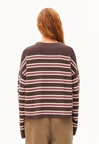 ARMEDANGELS ARMEDANGELS MERINAA STRIPED Damen Strickpullover aus100% Bio-Baumwolle, Claystone-velvet ember, – Produktbild 3 von 5