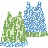 Global Mamas Global Mamas Baby Bio Wendekleid REVERSIBLE - Patchwork/Giraffe/Chicken, Giraffe (blau), – Produktbild 1 von 1