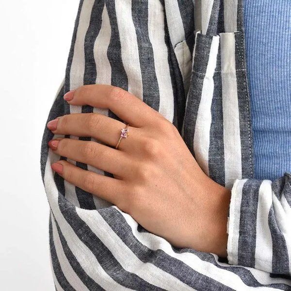 Eppi Eppi Cluster-Ring mit Morganit, Saphir, Citrin und Diamant Bluma, Weiss, – Produktbild 3 von 4