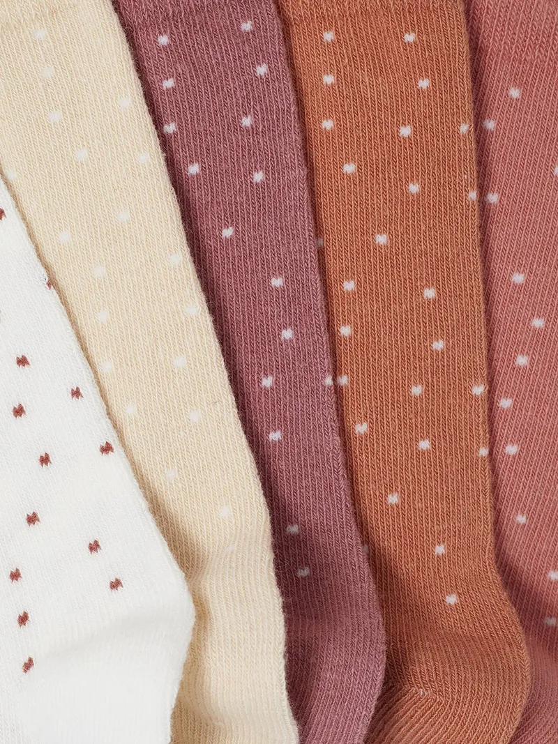 Vertbaudet 5er-Pack Kinder Socken mit Tupfen BASIC, Rosenholz, – Produktbild 2 von 2