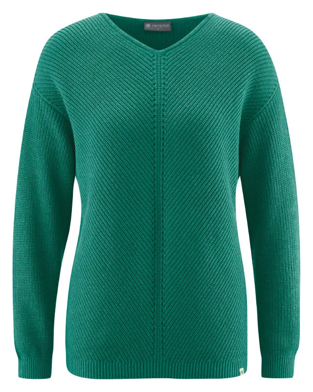 HempAge Hempage Damen vegan Pullover Timeless In Dschungelgrün, Grün, – Produktbild 2 von 2