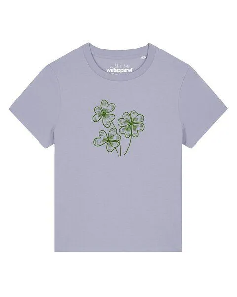 watapparel watapparel T-Shirt Frauen Glücksklee, Lavender, – Produktbild 1 von 2
