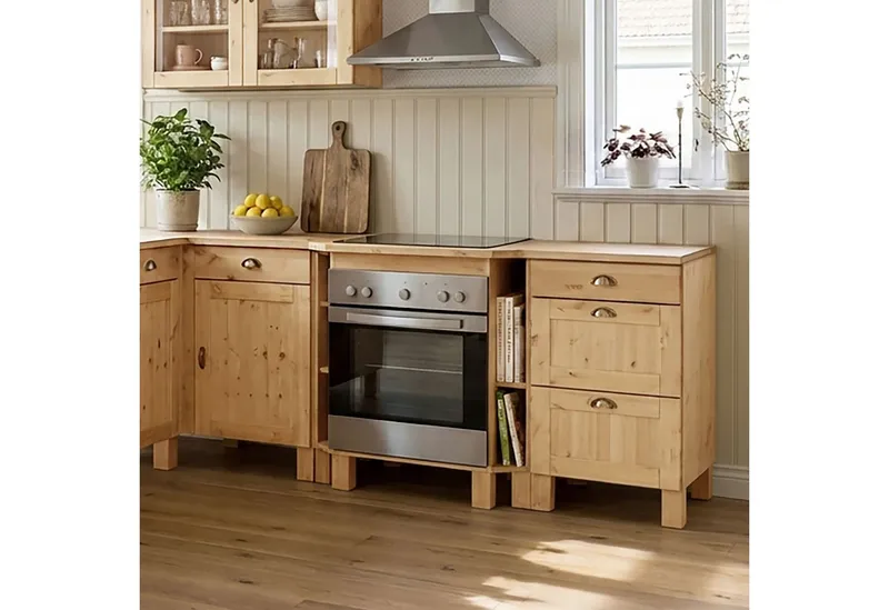 Home affaire Unterschrank Oslo 50 cm breit, in 2 Tiefen, mit 23 mm Arbeitsplatte, 3 Schubladen, Beige, – Produktbild 6 von 6
