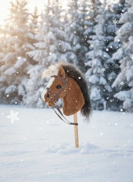 Pat und Patty Pat und Patty Hobby Horse / Steckenpferd aus Baumwollsamt mit einem Gebiss, Dunkelbraun, – Produktbild 2 von 4