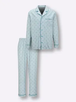 wäschepur men Pyjama ecru-mint-bedruckt – Produktbild 1 von 1