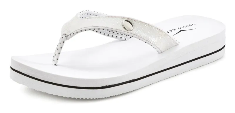 VENICE BEACH VENICE BEACH Sandale, Badeschuh, Badelatsche, Flip Flop, Badeschlappe, Pantolette Badezehentrenner Zehentrenner mit wasserabweisender und leichter Sohle VEGAN, Weiß, – Produktbild 3 von 5
