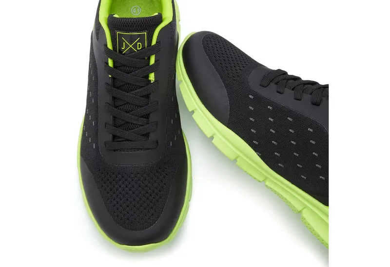 John Devin John Devin Schnürschuh, Freizeitschuhe, Schnürhalbschuhe, Halbschuh, Turnschuh Sneaker im sportiven Look mit farbiger und flexibler Sohle VEGAN, Gelb|schwarz, – Produktbild 4 von 5