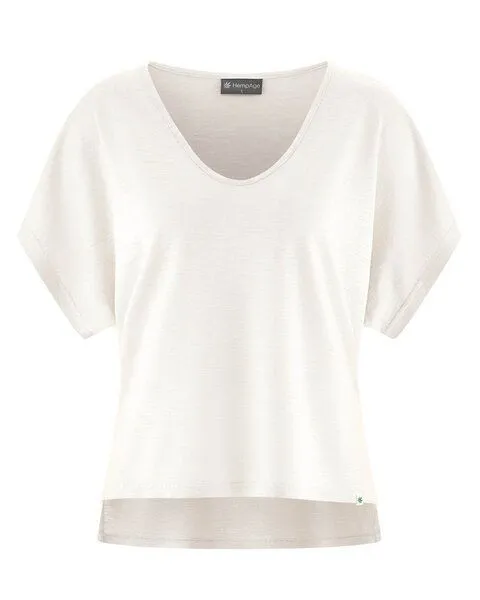 HempAge HempAge Damen Slub Jersey T-Shirt Hanf/Biobaumwolle, Offwhite(weiß), – Produktbild 1 von 4