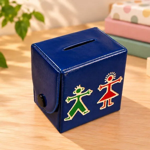 Janselo Harmony Kinder-Spardose aus Shanti-Leder in Blau – Produktbild 3 von 4