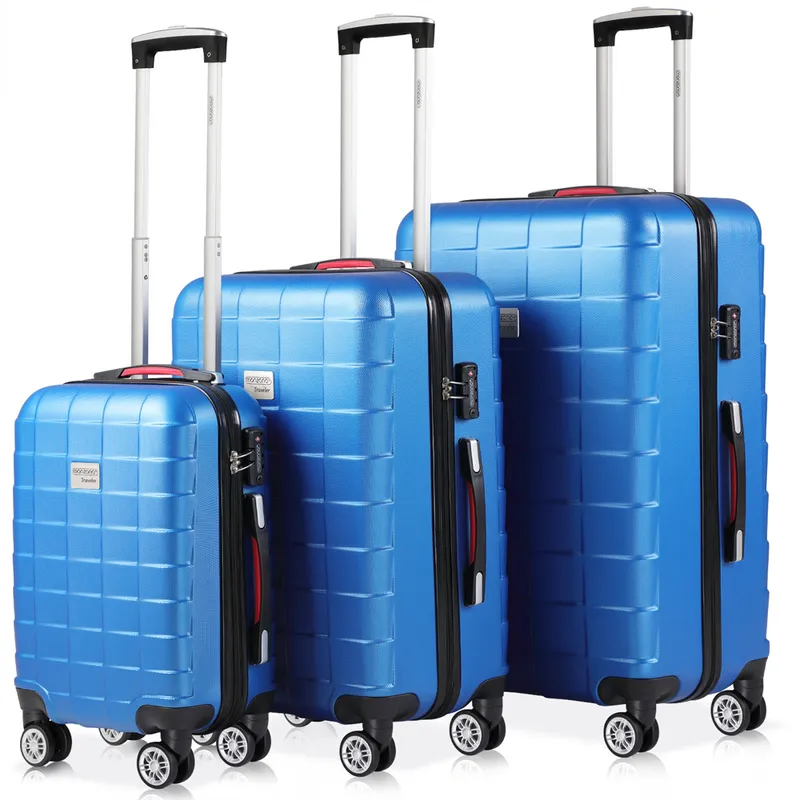 Casaria® Casaria monzana Hartschalenkoffer-Set Exopack 3-tlg. Blau ABS – Produktbild 1 von 1