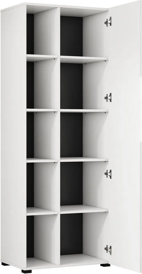 OTTO home Aktenschrank Moid, moderner Mehrzweckschrank, Maße: 64,5x41,5x175 cm, 5 Fächer mit viel Stauraum, Weiß, – Produktbild 8 von 8