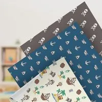 Fines Papeterie Fines Papeterie 3x 3m Geschenkpapier Set PIRATEN für Kinder * SET 5 mit Piraten, Totenköpfen und Haien * 3 Rollen je 300x47 cm * – Produktbild 1 von 1