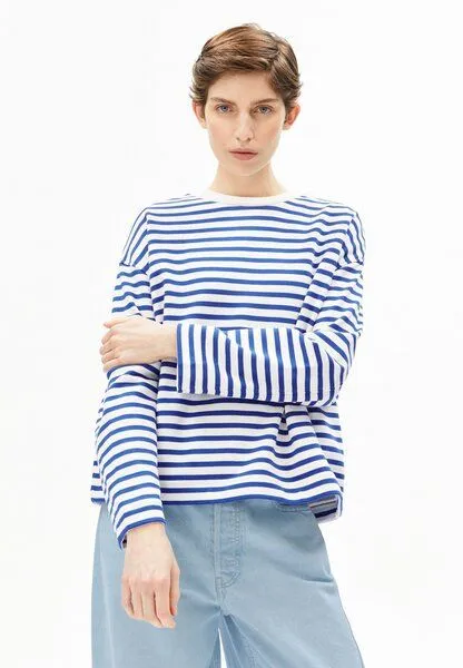 ARMEDANGELS ARMEDANGELS FRANKAA MAARLEN STRIPE Damen Sweatshirt aus Bio-Baumwolle, Undyed-dynamo blue, – Produktbild 1 von 4