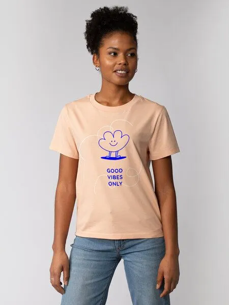 watapparel watapparel T-Shirt Frauen Good vibes only, Fraiche peche, – Produktbild 1 von 4