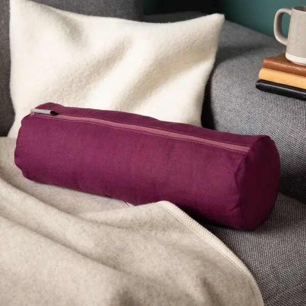 nahtur-design nahtur-design Nackenrolle mit Bezug aus 100% Leinen und Füllung mit Merinowolle oder Dinkelspelz, Violett, – Produktbild 1 von 4