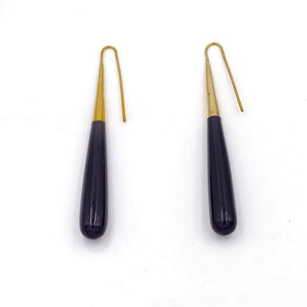 Bawa Hope Bawa Hope Messingohrring Long Drop Horn Schwarz – Produktbild 1 von 1