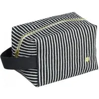 La Cerise sur le Gâteau La Cerise sur le Gâteau Cube Kulturtasche | Kosmetiktasche aus Bio-Baumwolle, Weiße streifen auf schwarz, – Produktbild 1 von 1